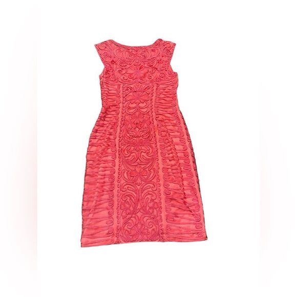 🔥SUE WONG nocturne Coral Sleeveless Soutache Embroidered stealth mini Dress sz 8 - Picture 2 of 9